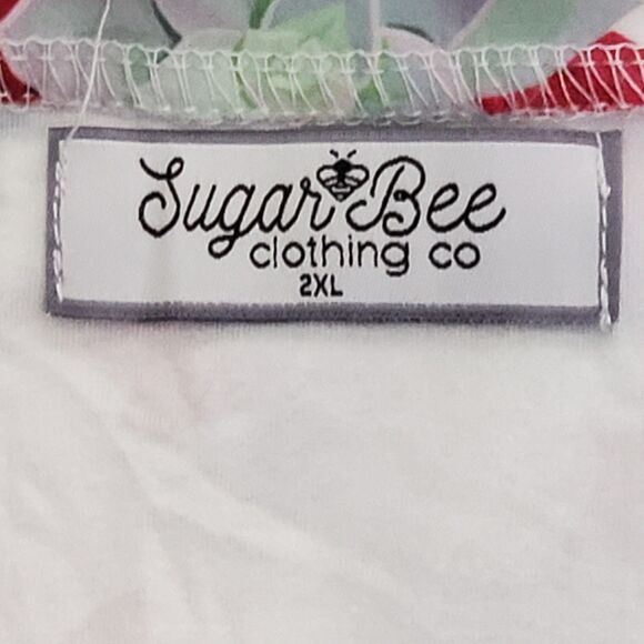 Sugar Bee Womens Sz XL Pajama Shorts Set Pink Succulent Button Front - Picture 4 of 16